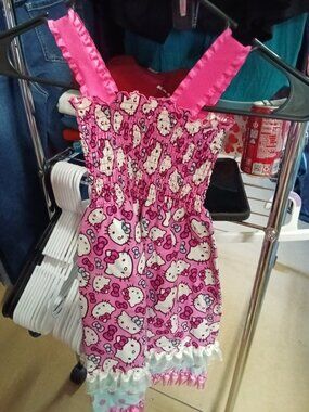 Handmade Hello Kitty Kids Dress Pink Ruffle